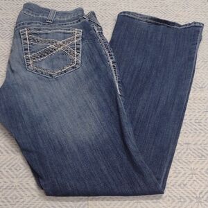 Ariat Women’s Mid-Blue Boot Cut Jeans with Decorative Back Stitching Western